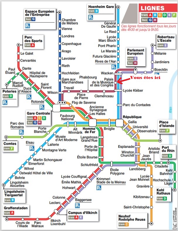 Plan réseau urbain Strasbourg